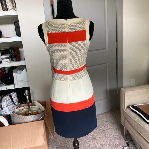 Gianni Bini Cream Orange Navy Tank Mini Dress - Picture 3 of 5